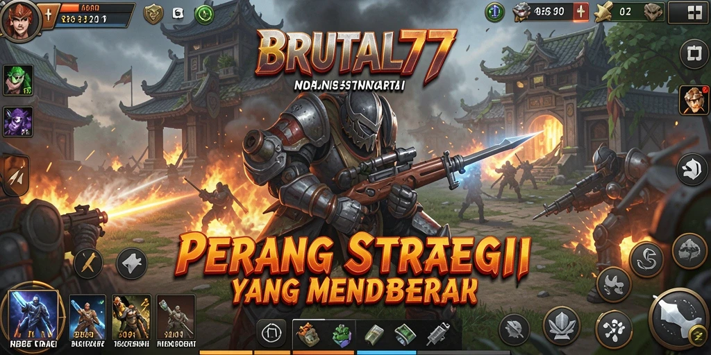 Tampilan gameplay <strong>BRUTAL77</strong> yang menunjukkan taktik pertempuran yang mendebarkan.