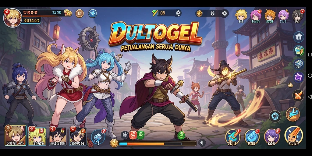 Tampilan gameplay DULTOGEL yang penuh warna dan menarik.