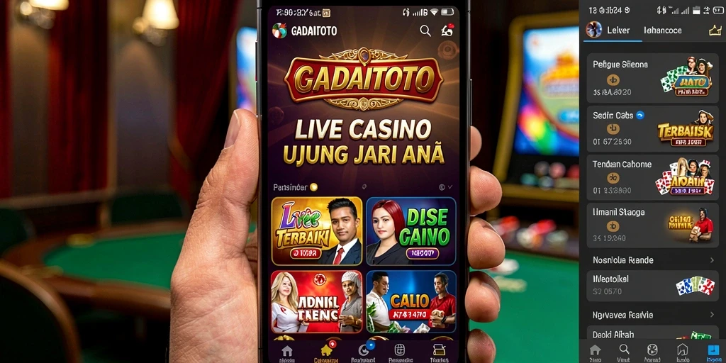 Screenshot gameplay GADAITOTO menampilkan dealer yang profesional dan suasana kasino langsung.
