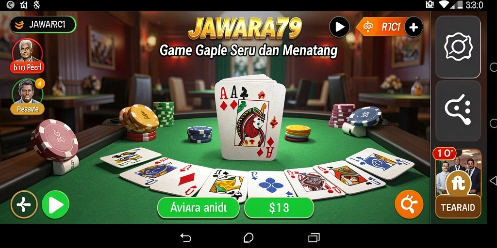 Tampilan gameplay seru dalam JAWARA79 di permainan Gaple.