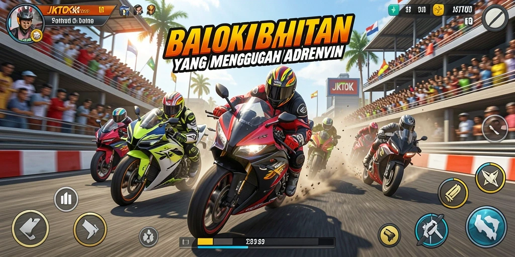 Screenshot gameplay JKTOK menampilkan balapan seru yang mendebarkan.