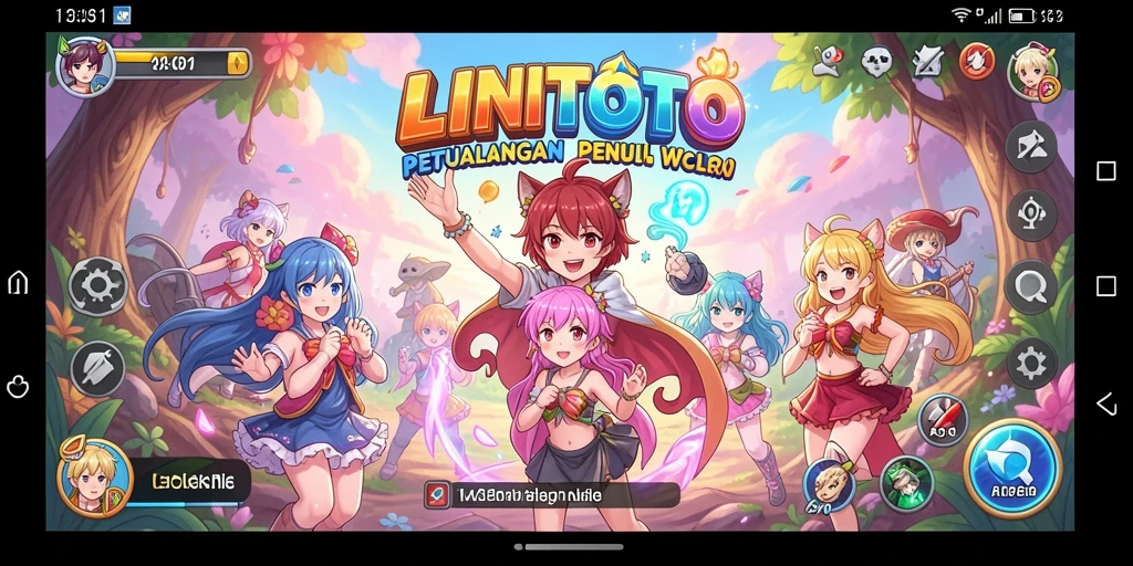 Tangkapan layar gameplay LINITOTO menunjukkan aksi karakter Anime yang seru.