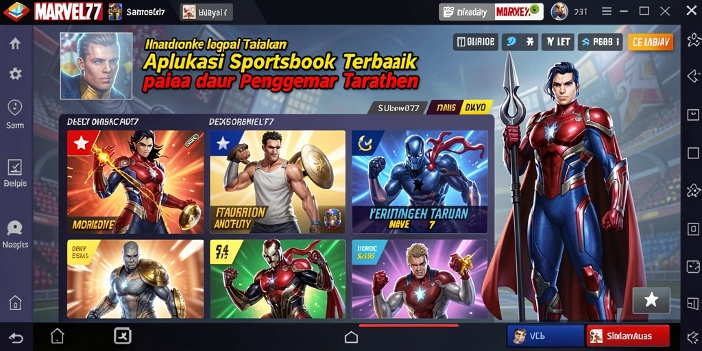 Tampilan gameplay taruhan langsung di MARVEL77.