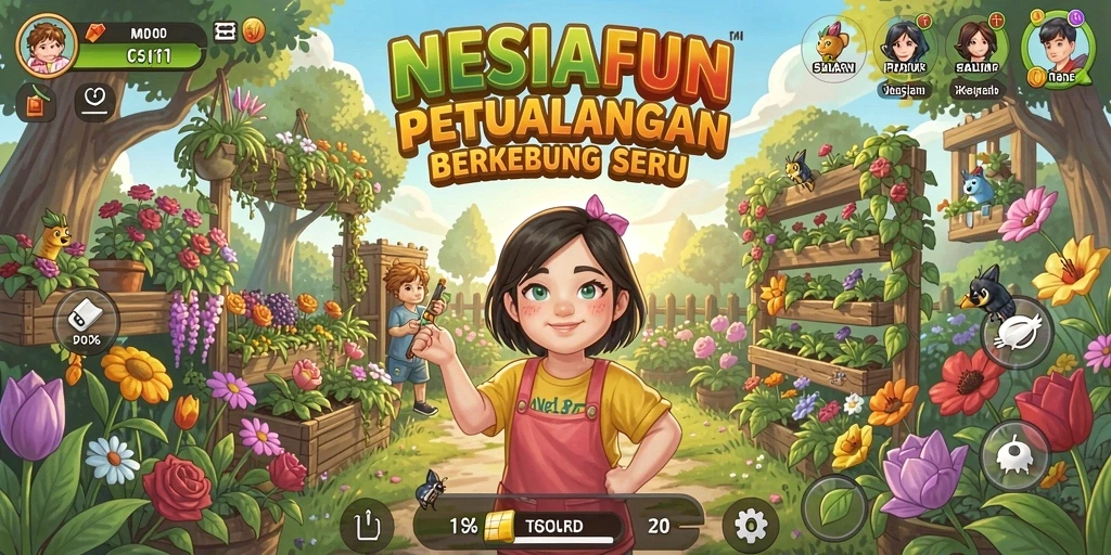 Screenshot utama NESIAFUN menampilkan gameplay Farming yang kaya dan menarik.