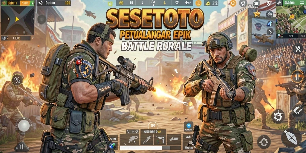 Tampilan gameplay SESETOTO dengan aksi Battle Royale yang mendebarkan.