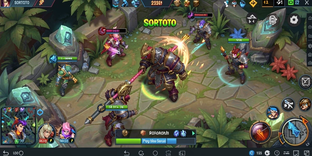 Tangkapan layar SORTOTO menampilkan aksi seru dalam permainan MOBA.