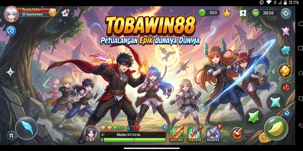 Screenshot TOBAWIN88 menampilkan aksi bertarung karakter Anime.