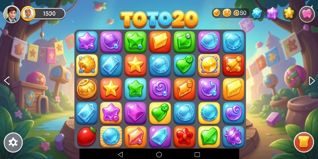 Tampilan menarik dan seru dari gameplay TOTO20 Match-3.